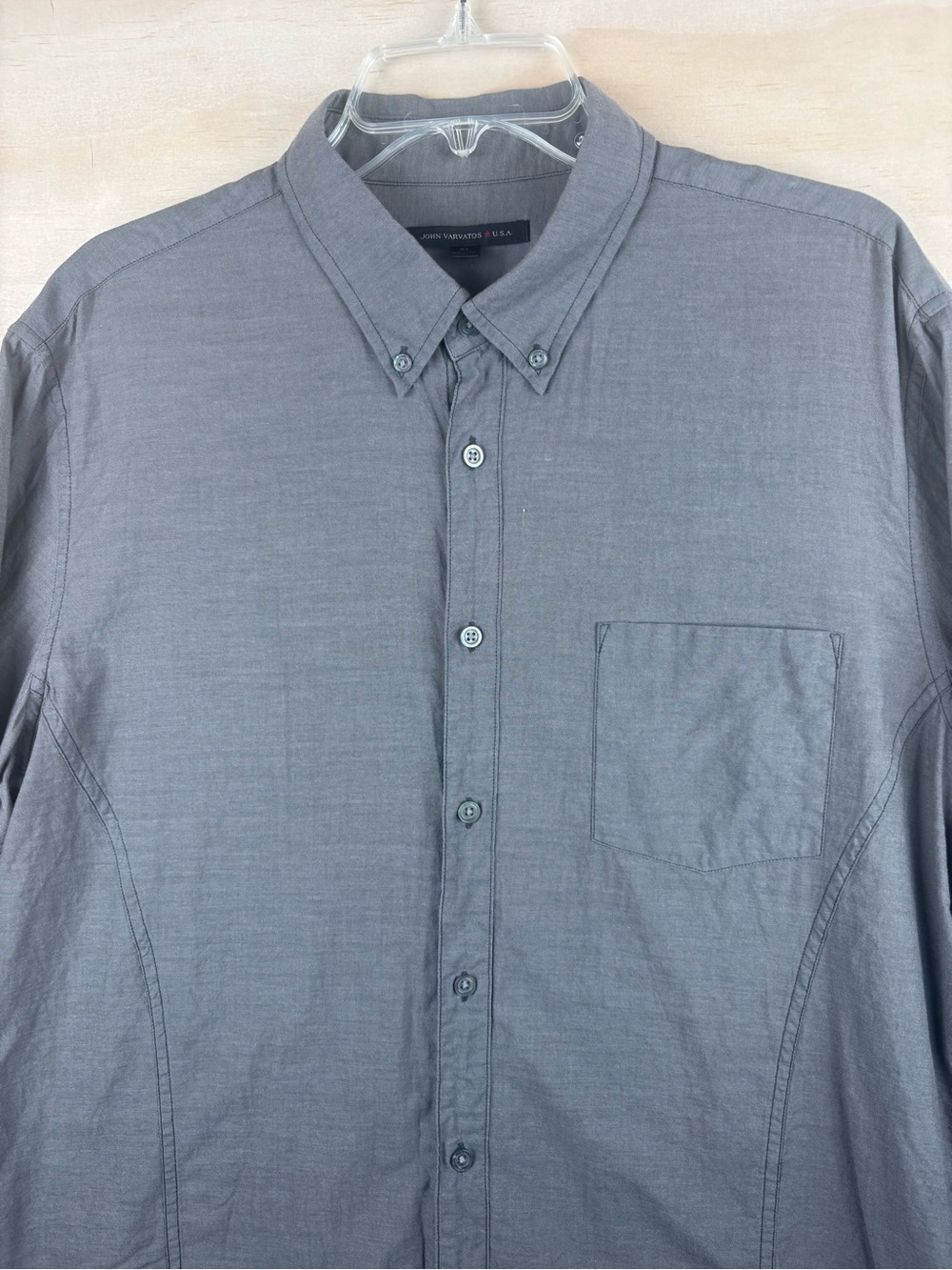 John Varvatos USA Shirt Button Down Mens XL Gray 100% Cotton